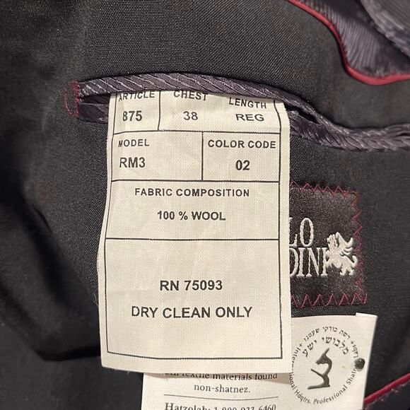 Paolo Giardini Men’s Wool Blazer Sport Coat Jacket Black 3 Buttons Size 38R - Picture 10 of 13